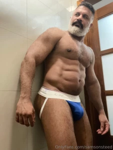 Some jock posing after a sweaty workout part 2