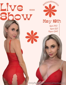 Live show monday may 19th over at alliedawson i can t wait to have fun