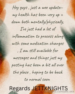 Just a wee update i hope to get back to normal asap