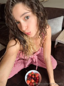 An innocent smile we both know how fake that innocence is