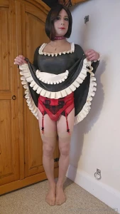 Wearing my maid uniform and ready to do my chores part 1