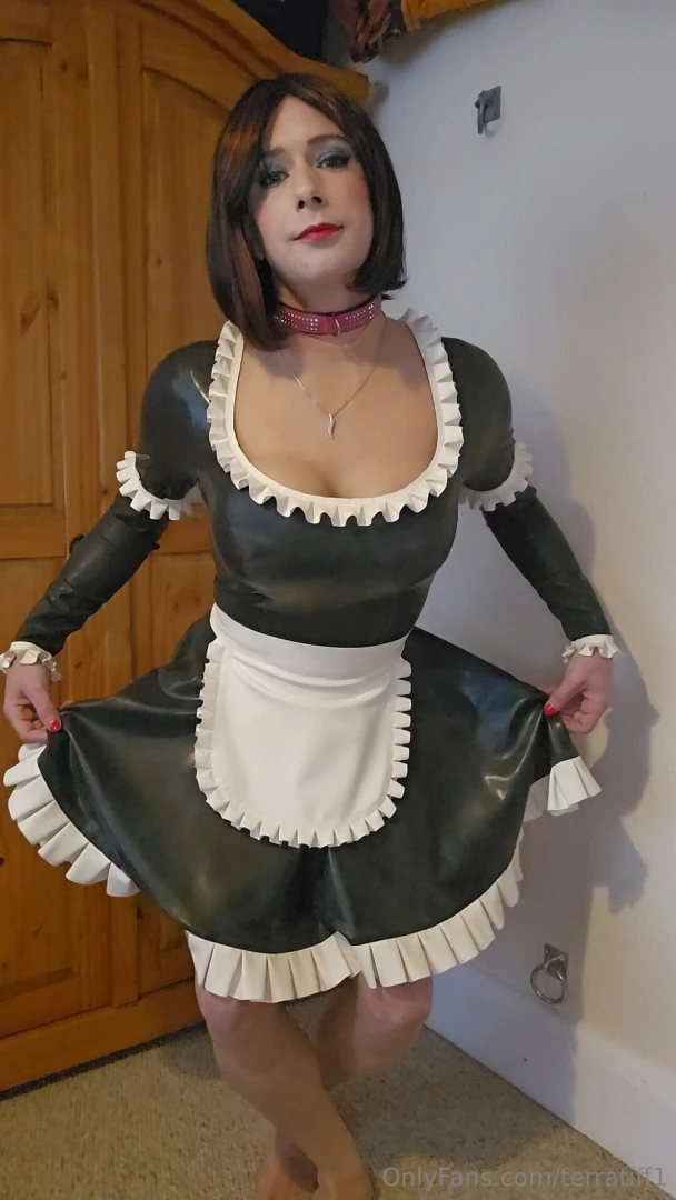 Wearing my maid uniform and ready to do my chores 