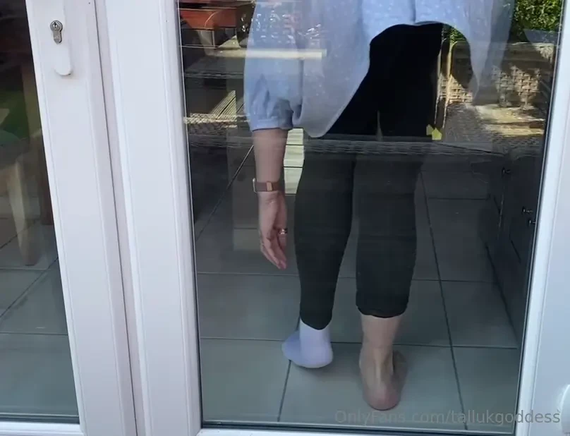 Watch as i press my huge feet in socks and then barefoot up against 
