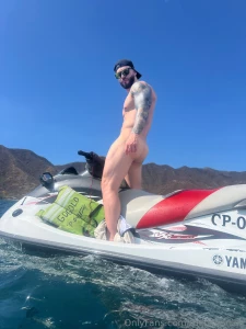 Naked wet and ready for you to get on and not exactly on my jetski