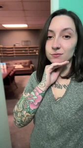 Bored at work i m glad no one came in watch me take my top off in