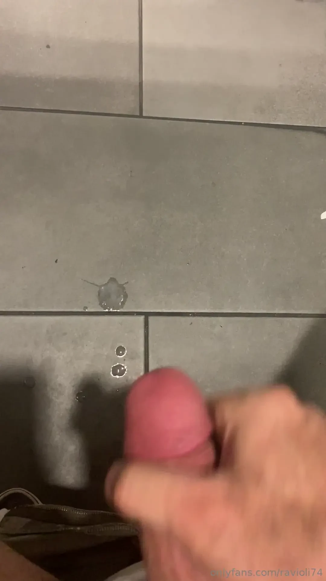 Jerking off a load in the bathroom at the gym 