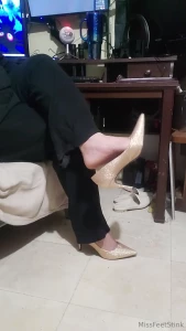 Could i tempt you by wearing my pair of gold sparkly heels dangling