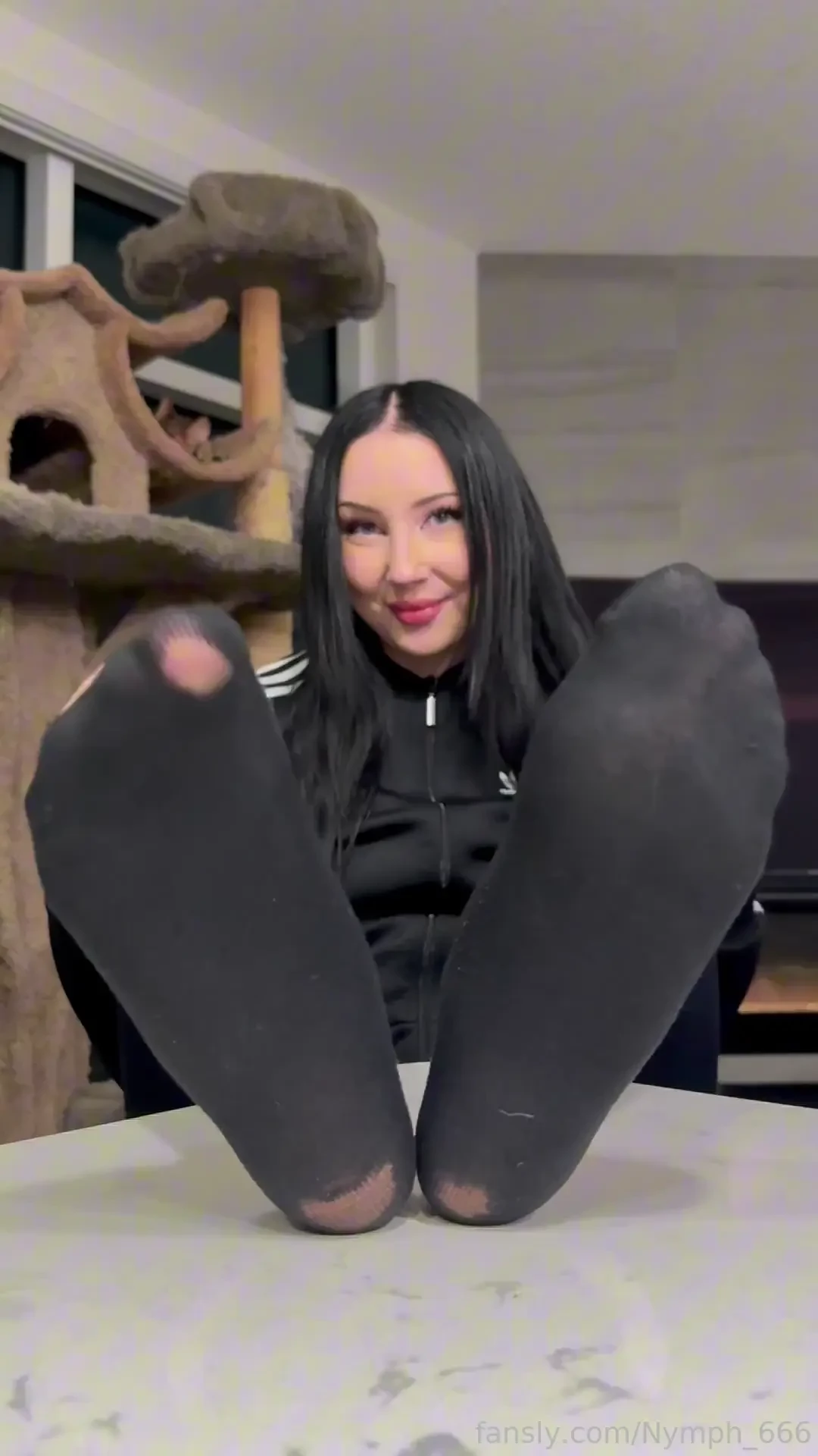 Inhale my massive smelly sock clad goth girl soles like a good footboy 