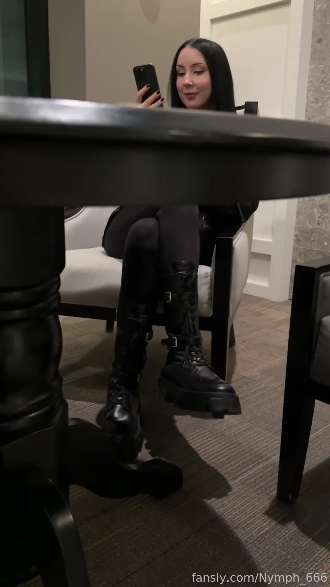 Skinny goth girl with massive feet notices you perving on her at a 