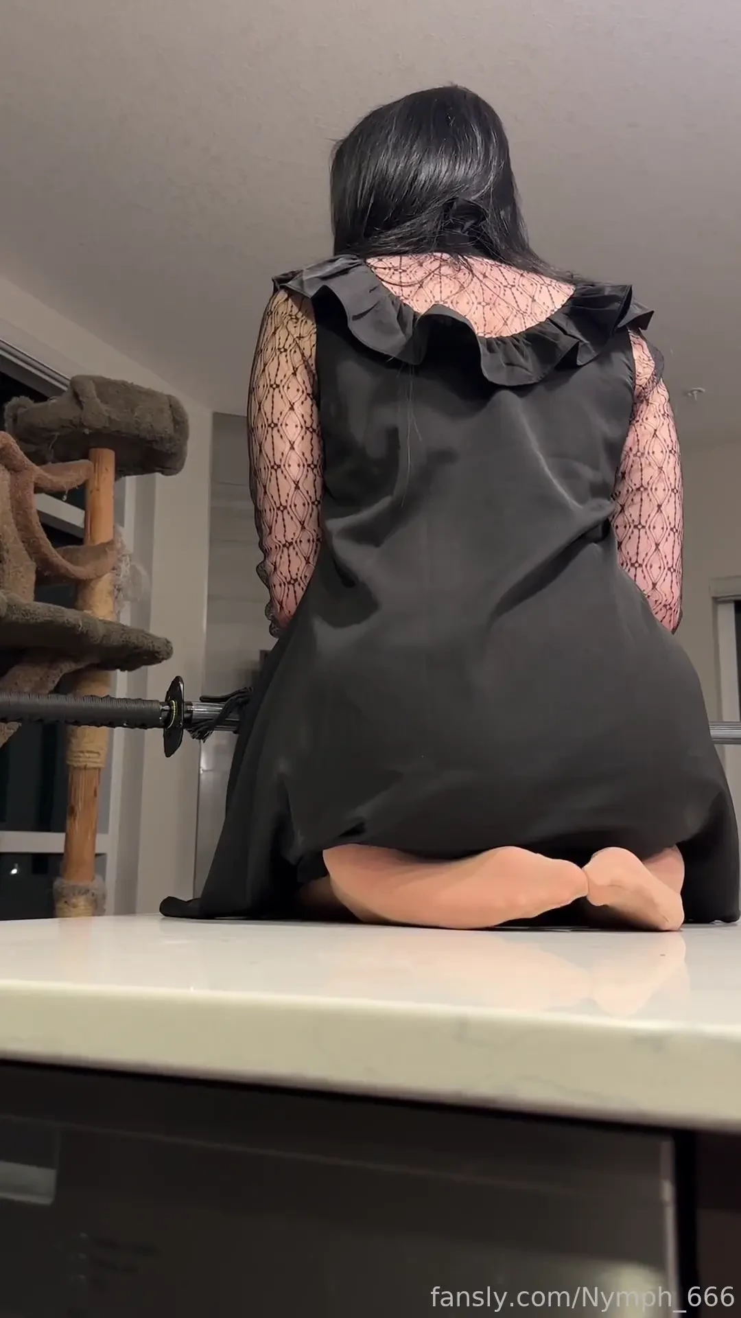 Cyber ninja girls need their feet fucked too fake katana feet bigfeet 