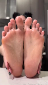 Imagine a slippery wet footjob from these massive soft goth girl soles part 1