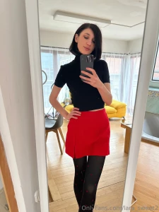 My red skirt is in the spotlight today and of course what s underneath