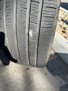 Out and about and got a flat good thing this girl knows how to change