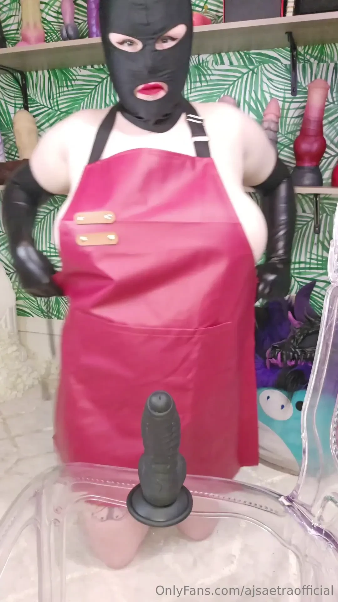 Throat training with the apron slut 