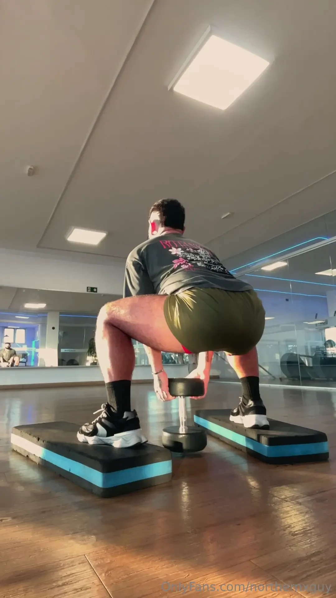 Imagine you coming up behind me to help me do the squats at the gym 