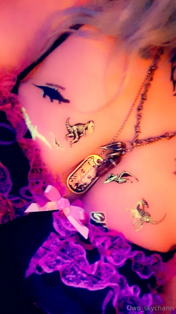 I stuck dinosaur glow in the dark stickers all over my chest glowing part 1 