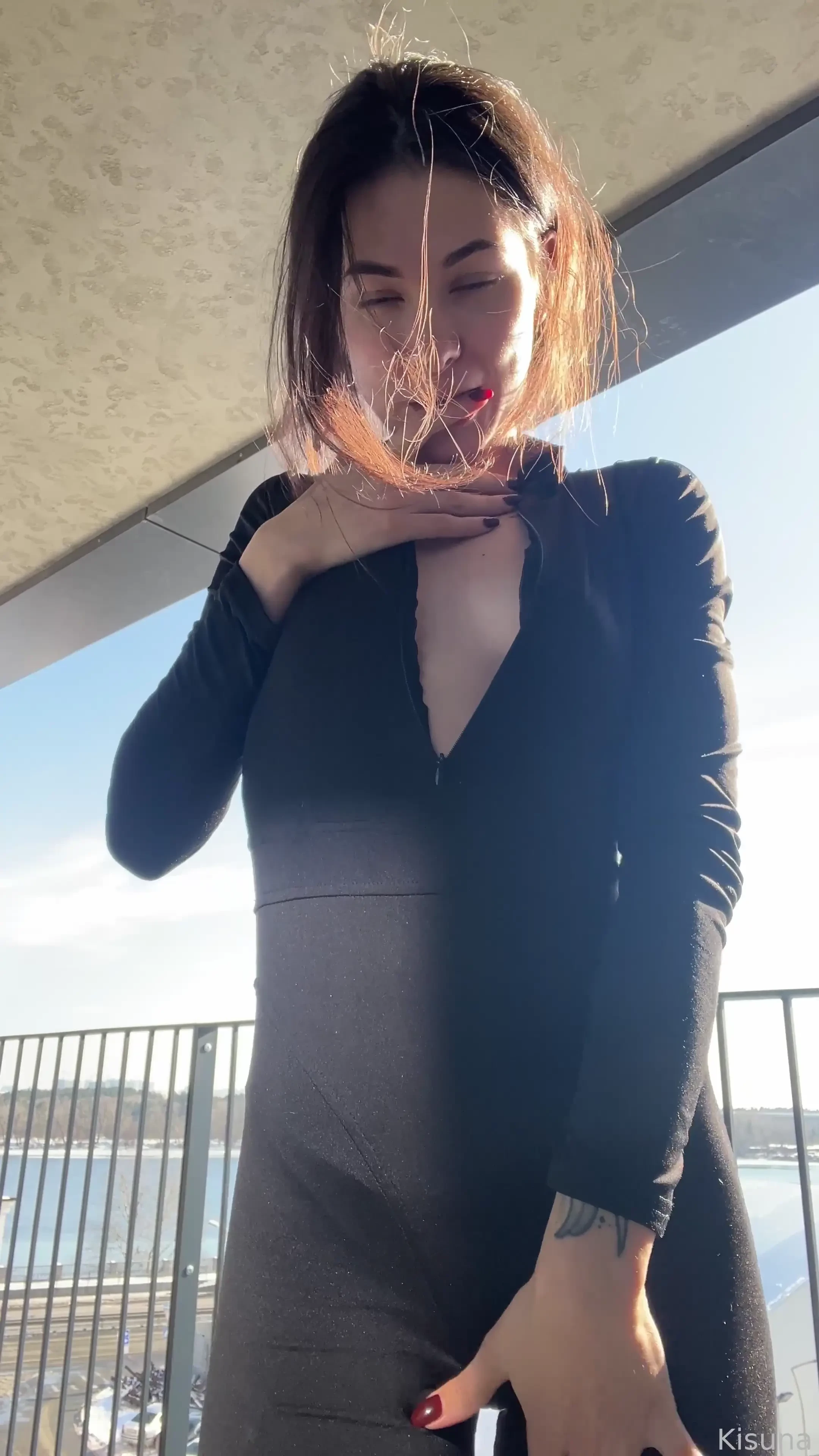 Ukraine solo young tattoos smalltits greeneyes catsuit outside dancing 