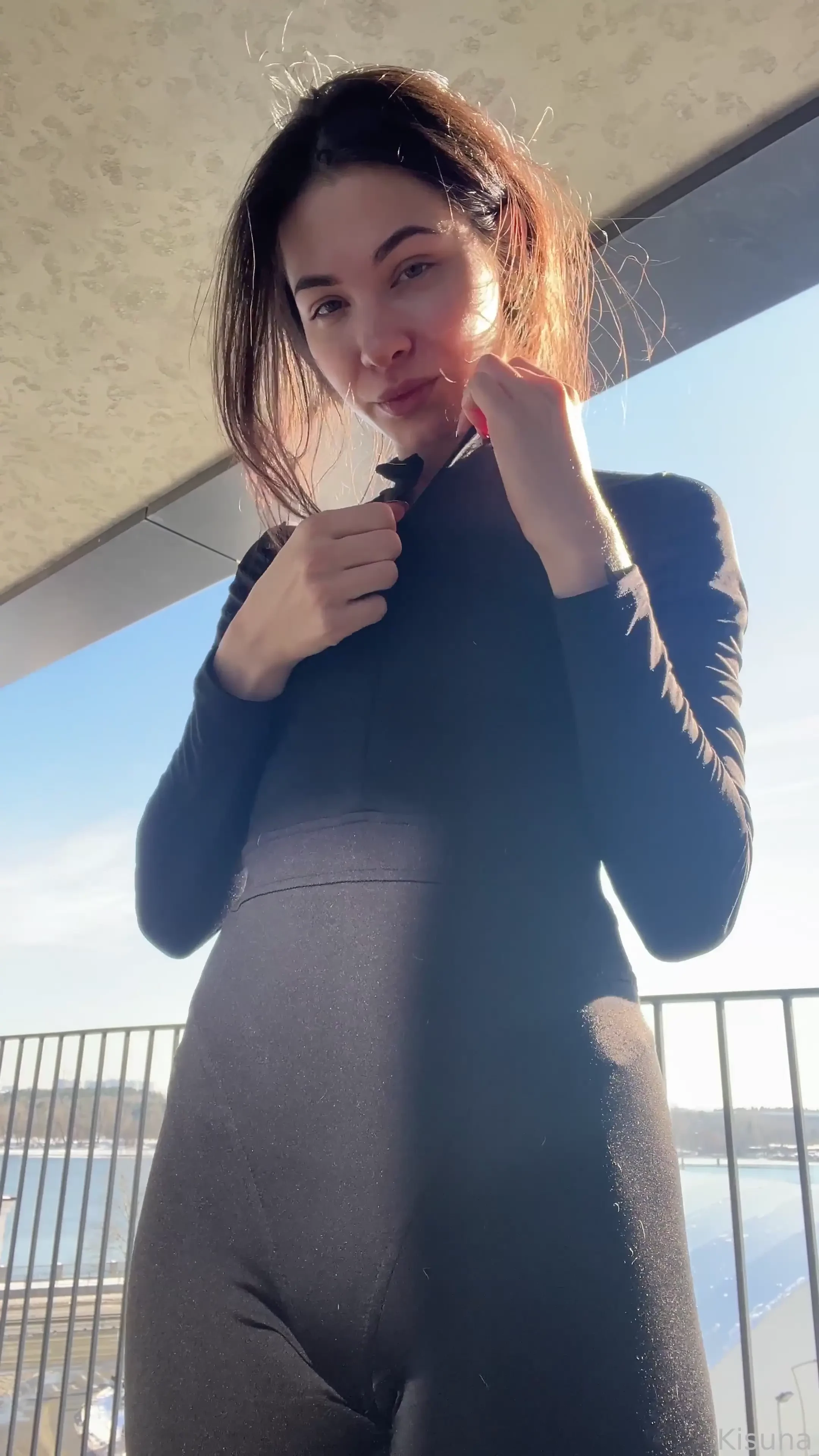 Balcony flash ukrainian young tattoos smalltits greeneyes catsuit 