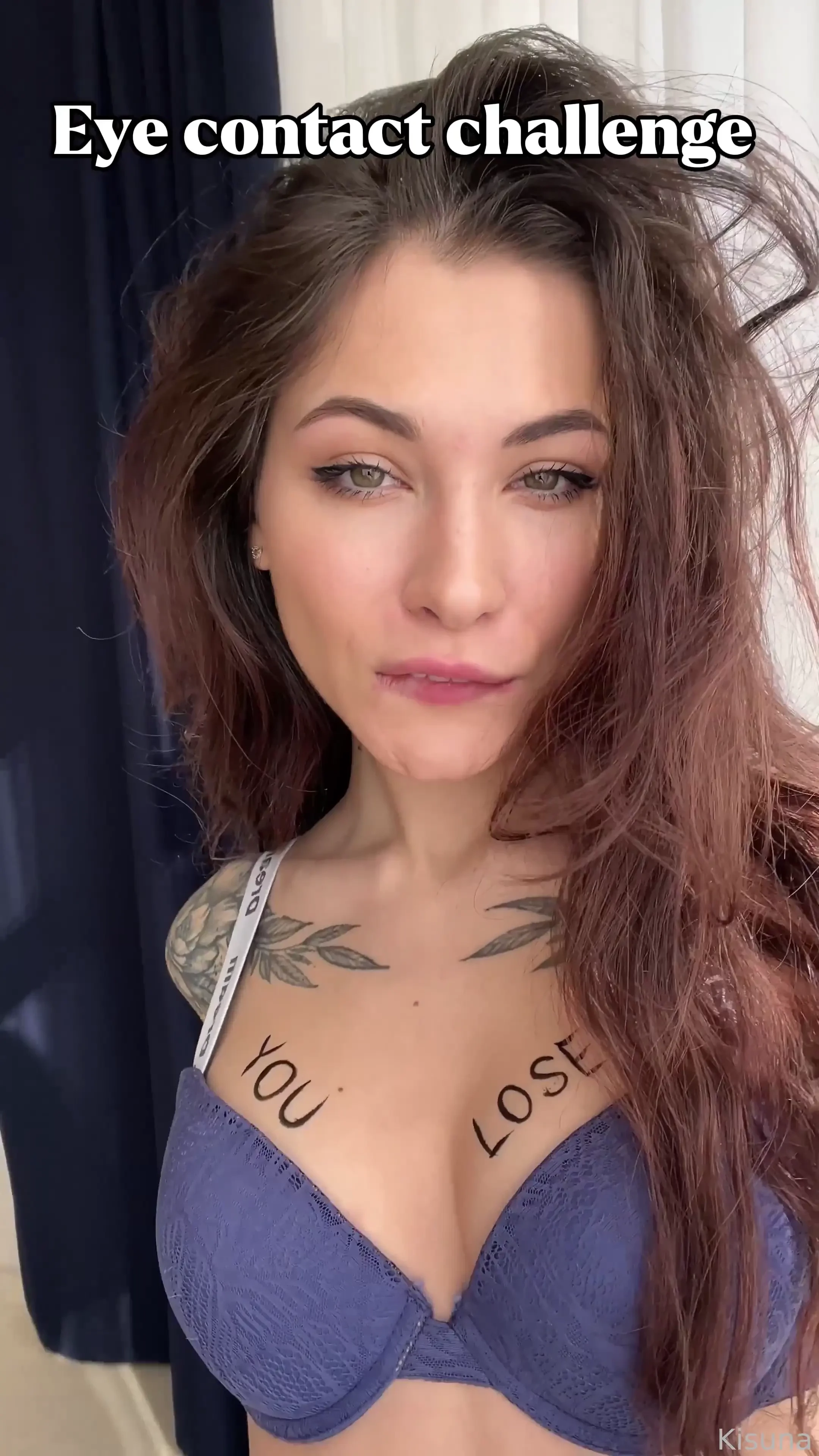 Staring contest staringcontest eyecontact meme tiktok tongue greeneyes 