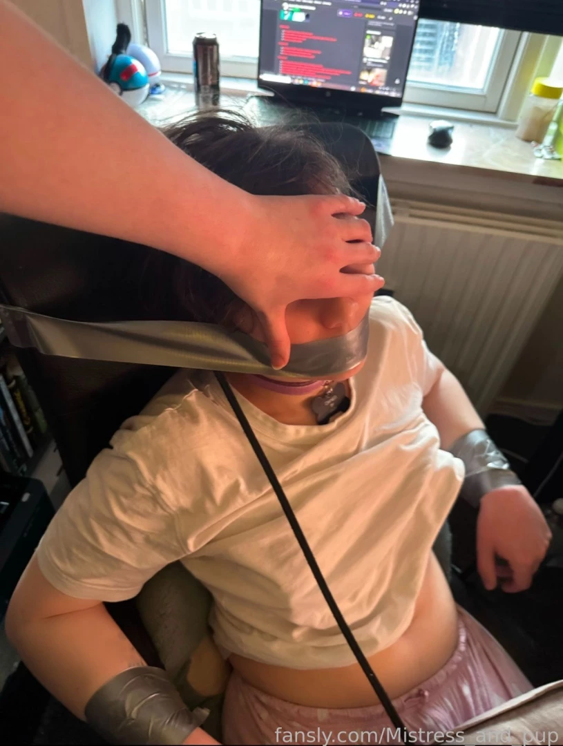 Tied to a chair with duct tape over your mouth and nowhere to go pup 