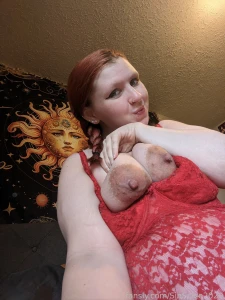 Everyone loves a lady in red lingerie redhead silk pregnant part 6