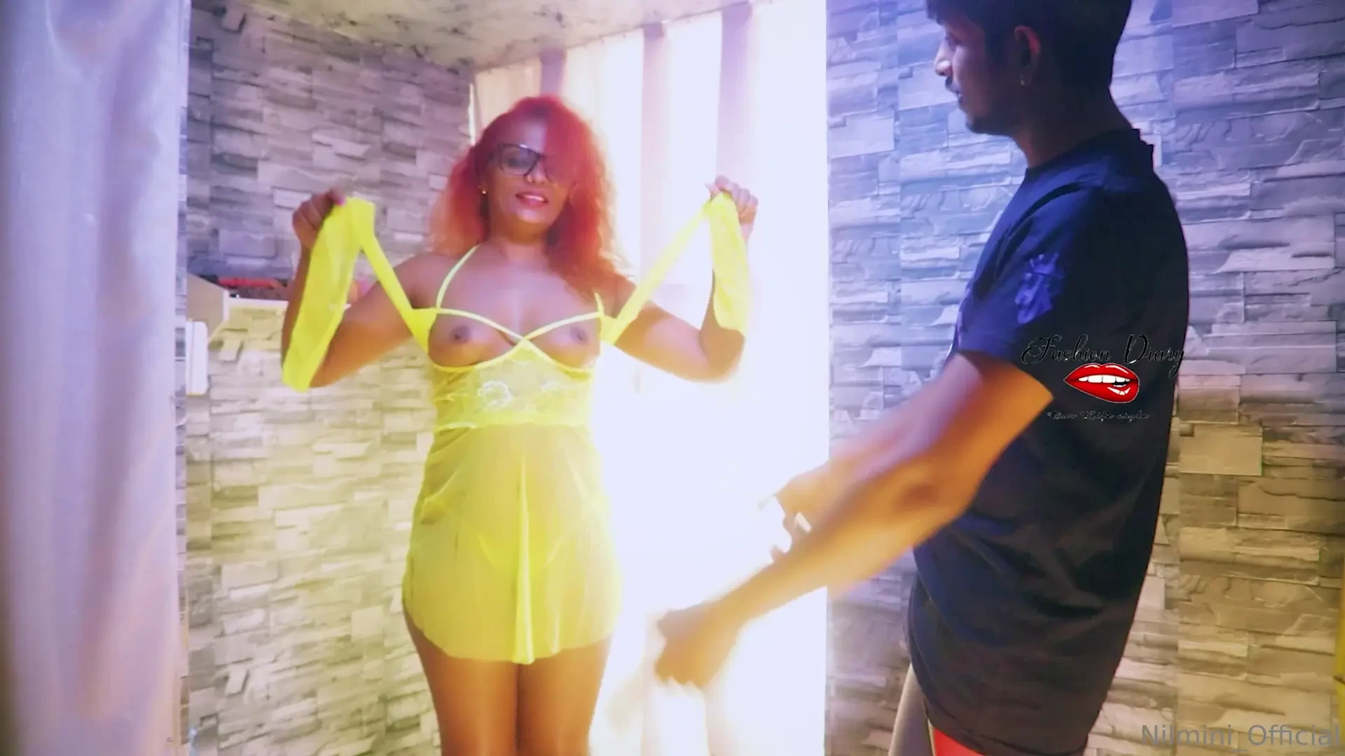 Yellow night wear try on haul after hard anal fuck 