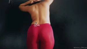 Red bra and panty try on haul full with nude video