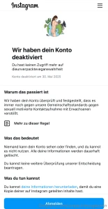 Mein instagram account wurde f r immer deaktiviert die begr ndung naja
