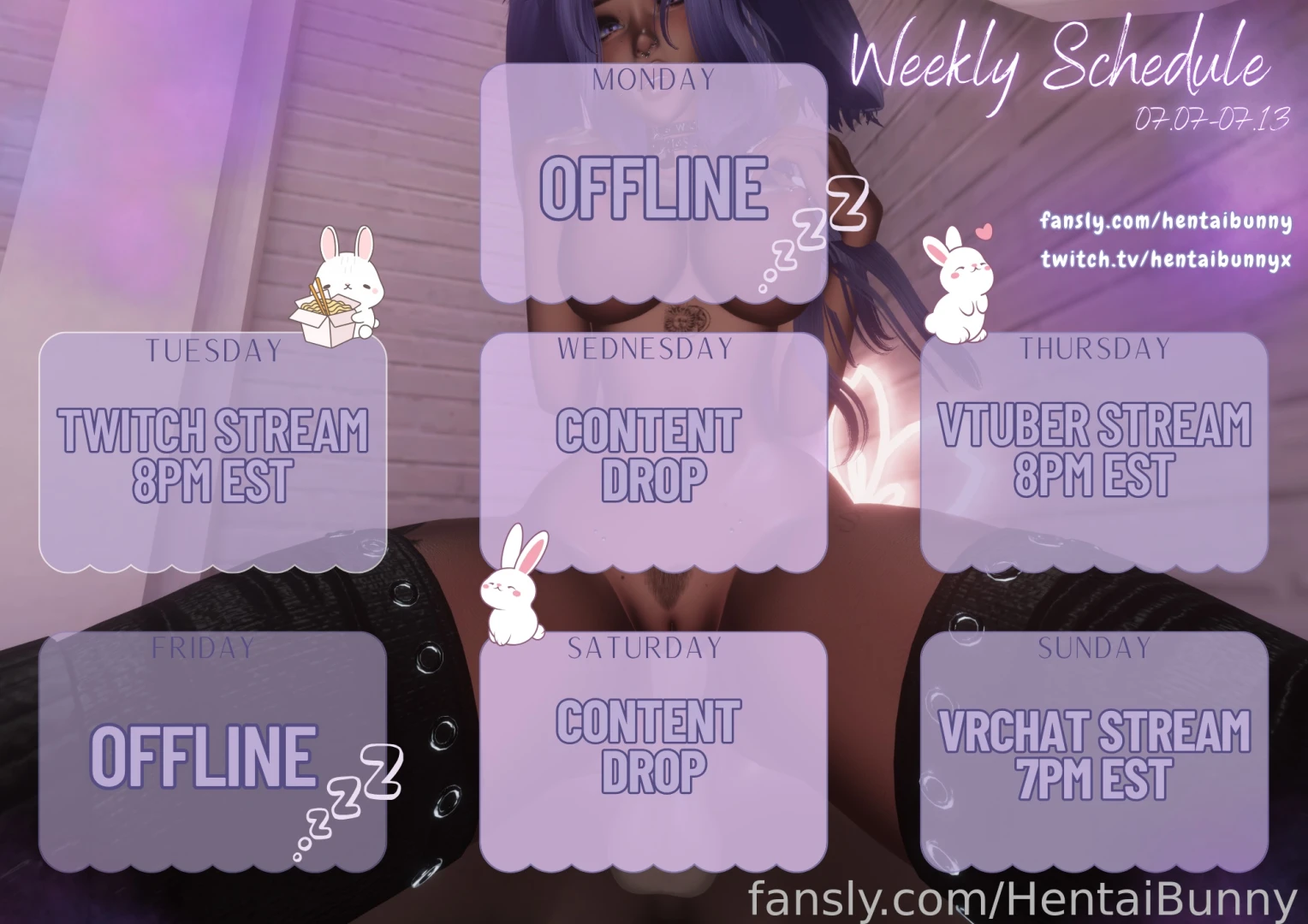 Stream schedule week of 07 07-07 13 where to find me https www twitch 