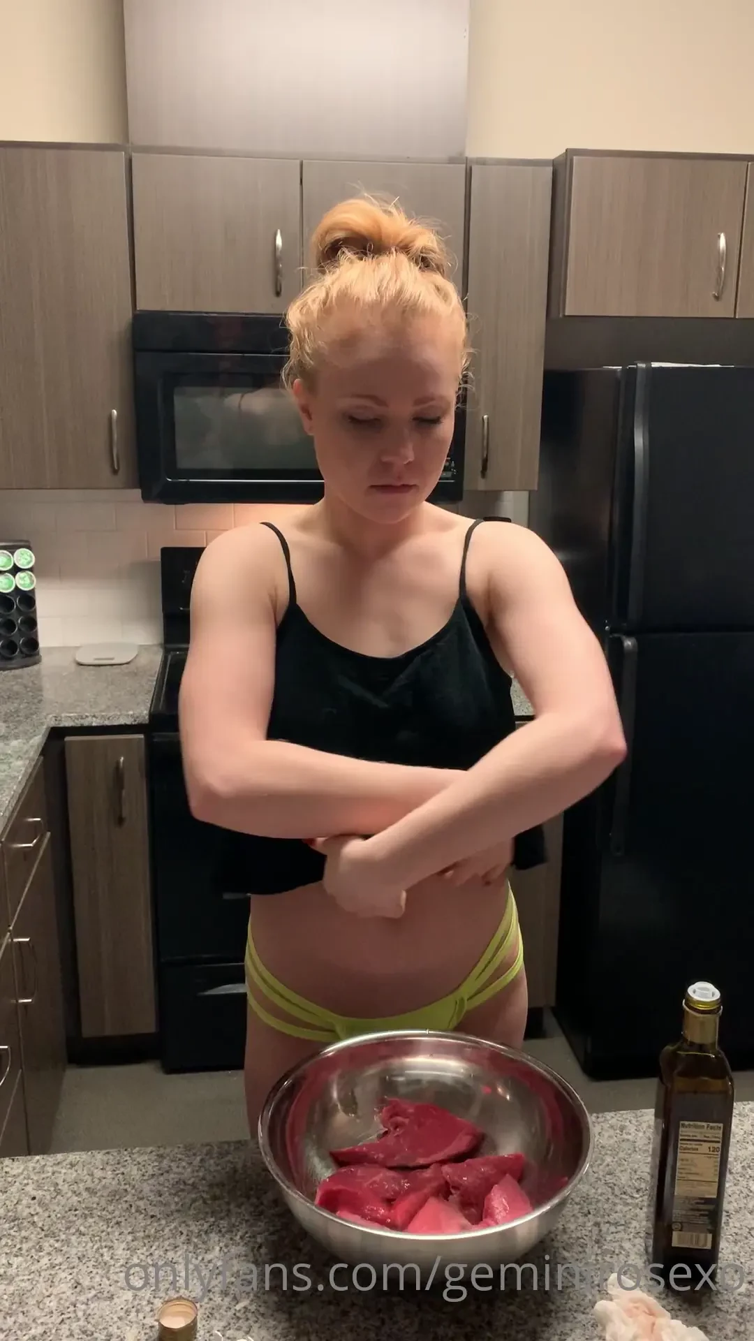 Cooking some meat try not to let your meat get hard and if it does you 