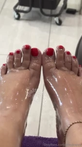 Fresh red pedi wifey sent me this video from the nail salon and i love