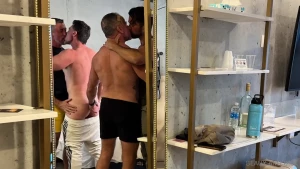 Sharing my slut with two muscle studs