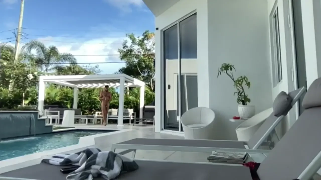 Blowing load poolside at guest house in fort laud i love that people 