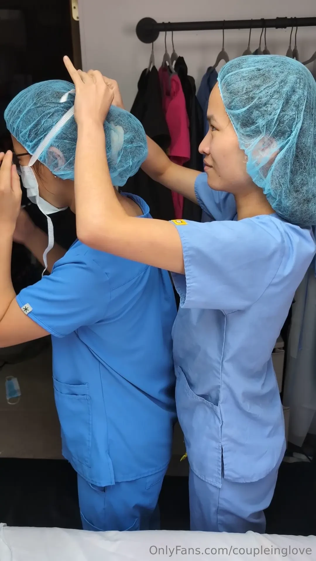 Getting the mask on 