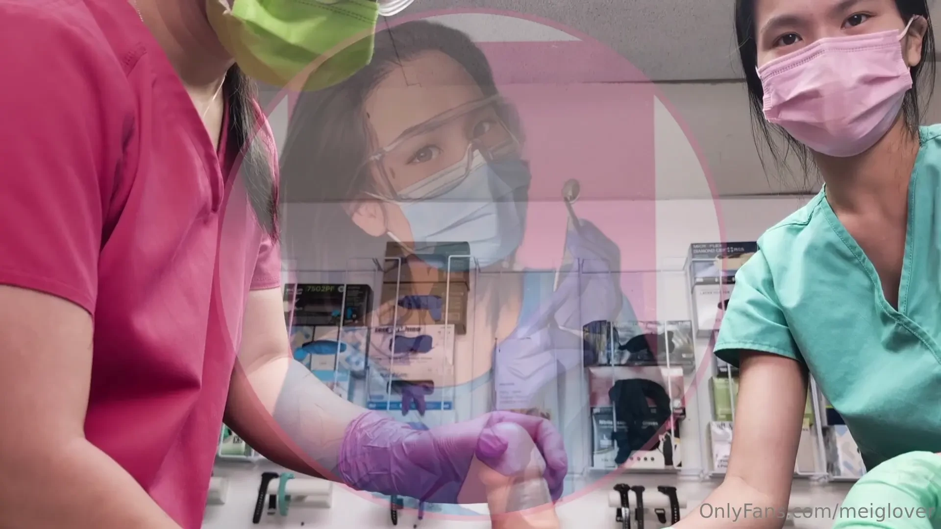 Gloved nurses examine your prostate nurses mei and renn enter the room 