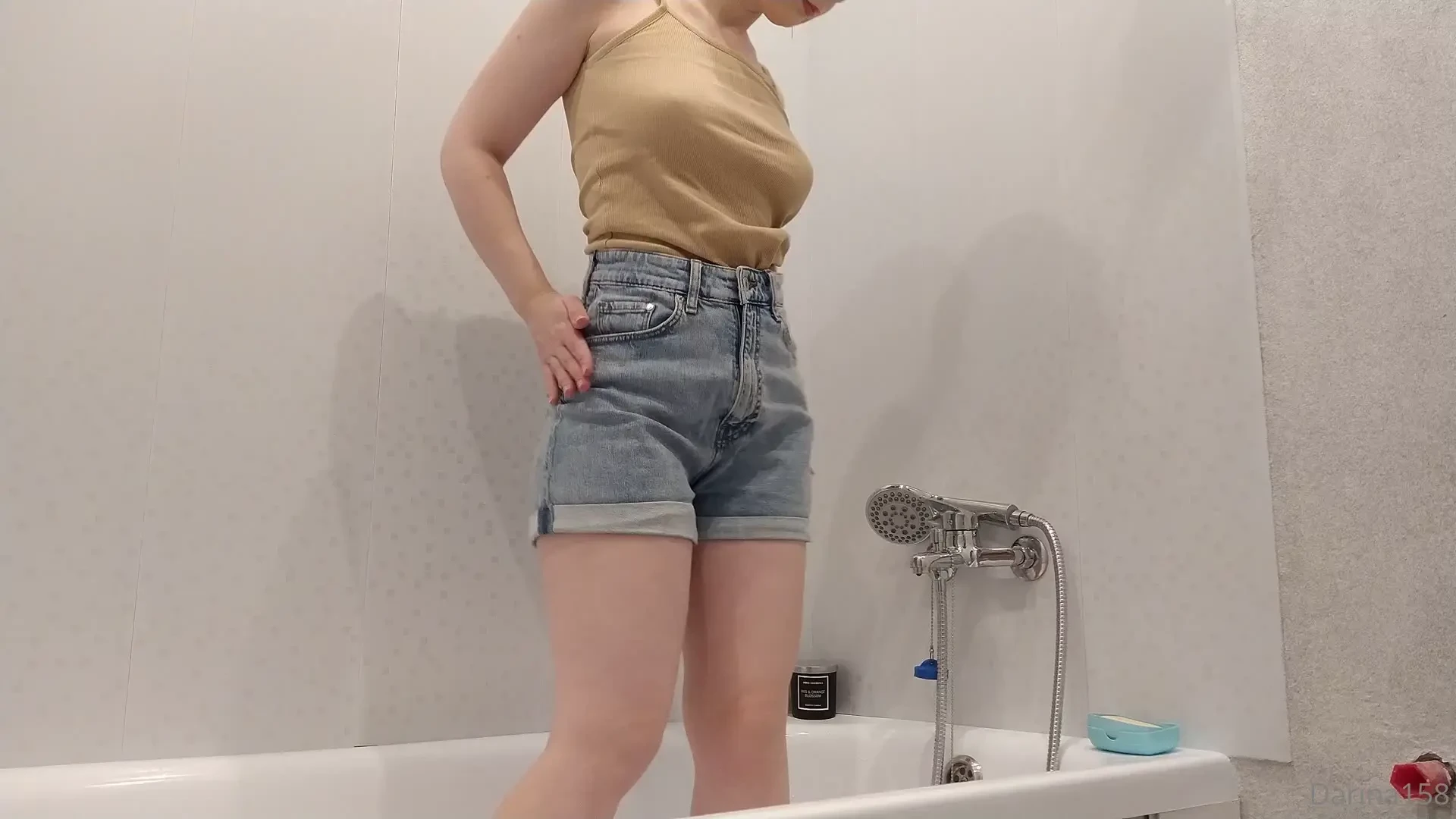 Wet jeans shorts in bathtub i figured out what to do in the bathroom 