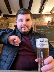 In old english pub drinking australian beer