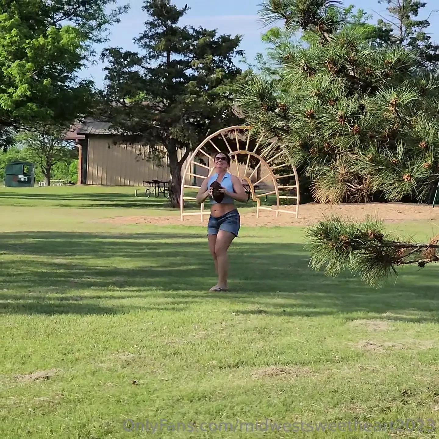 While we were at the lake over the weekend we threw the football 