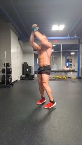 Getting ready for my upcoming bodybuilding competition practicing my
