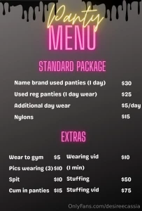 Panty menu