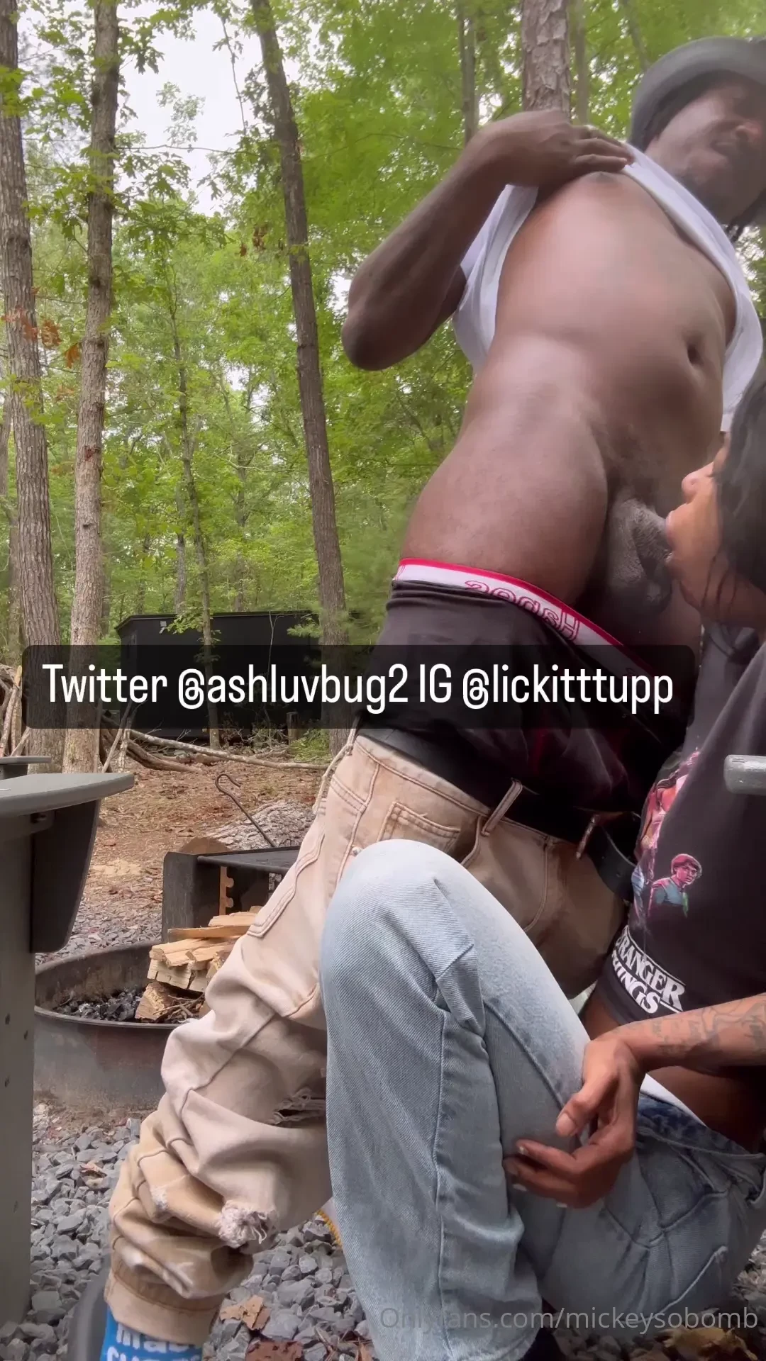 Sucking dick in the woods making sure we get heard 