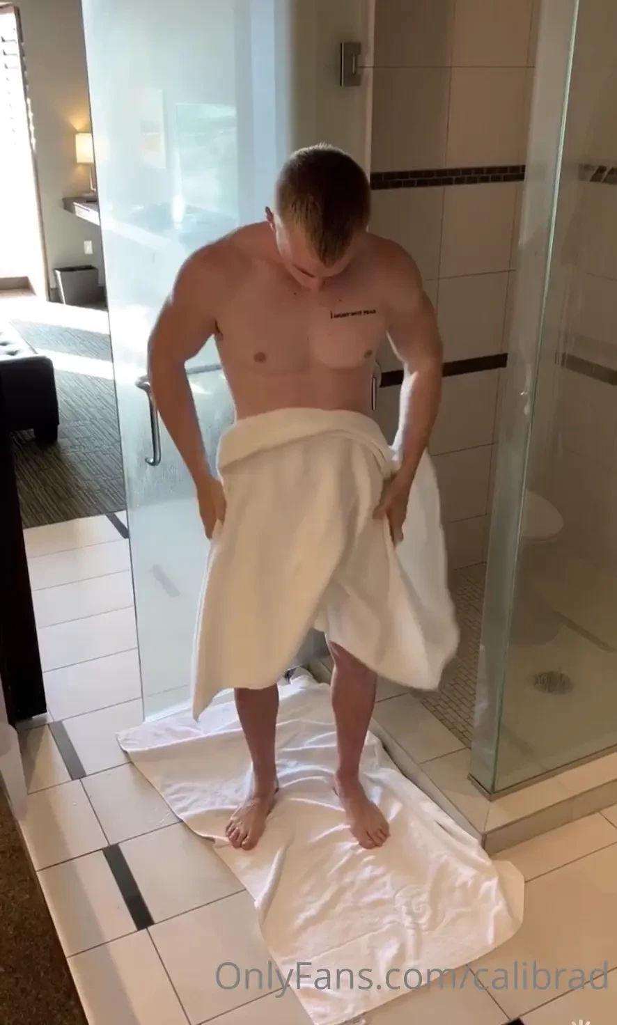 Enjoying the nice shower in my hotel room 