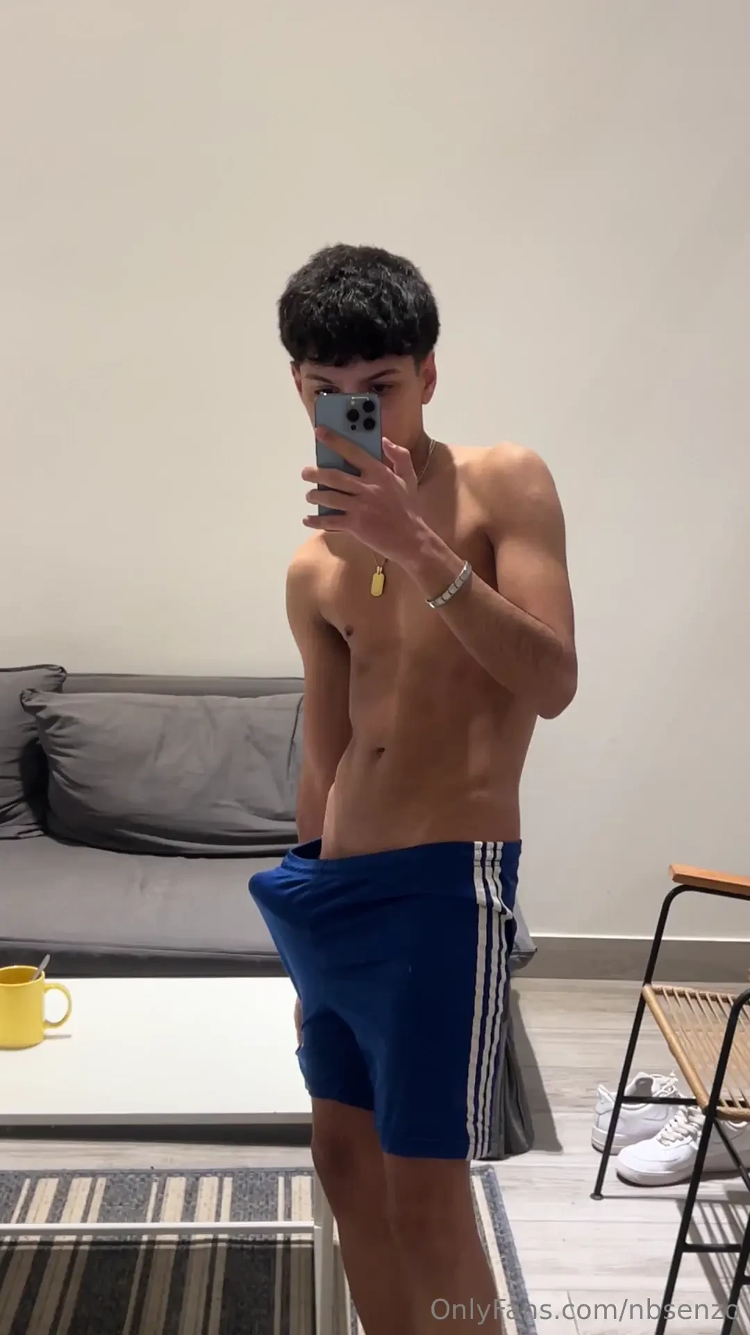 These blue shorts won t stay on for long ready to see what s 