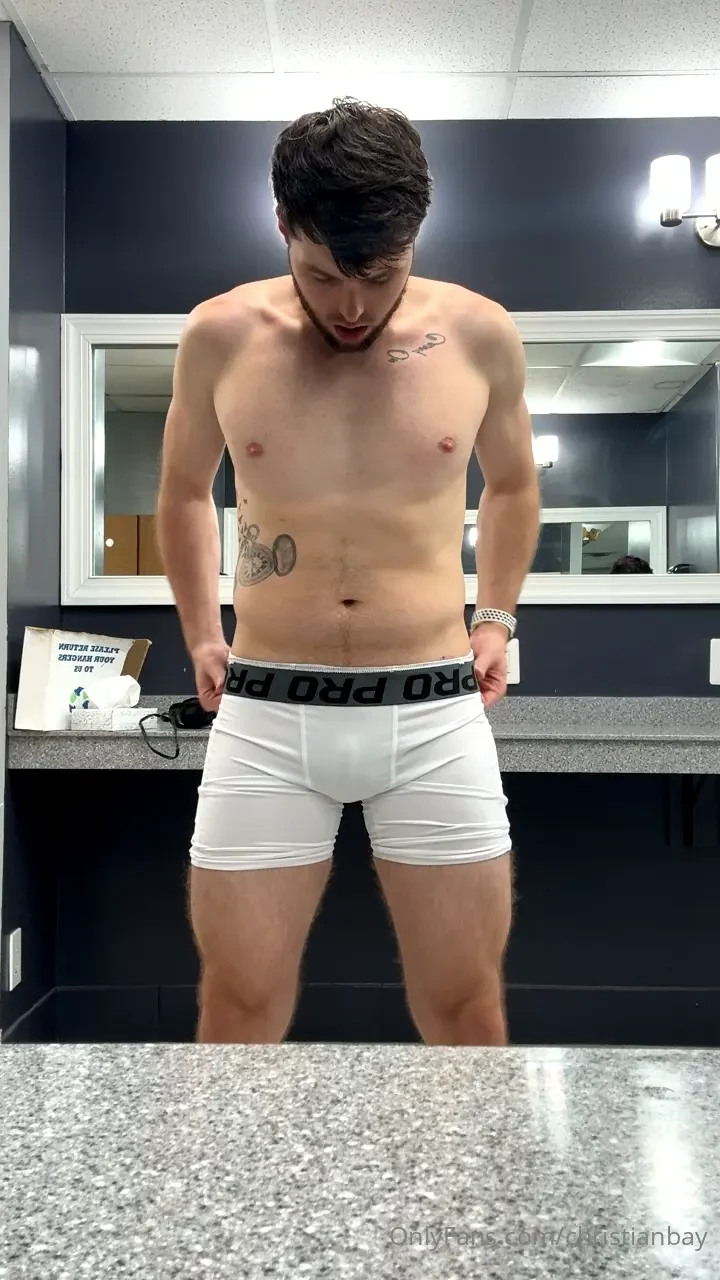 Showing off in the locker room before latinouncutt follows me into the 