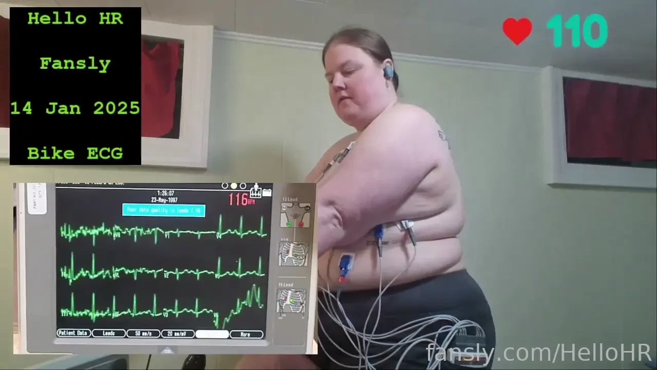Hooked up to the ecg while on the bike trainer medfet medicalfetish 