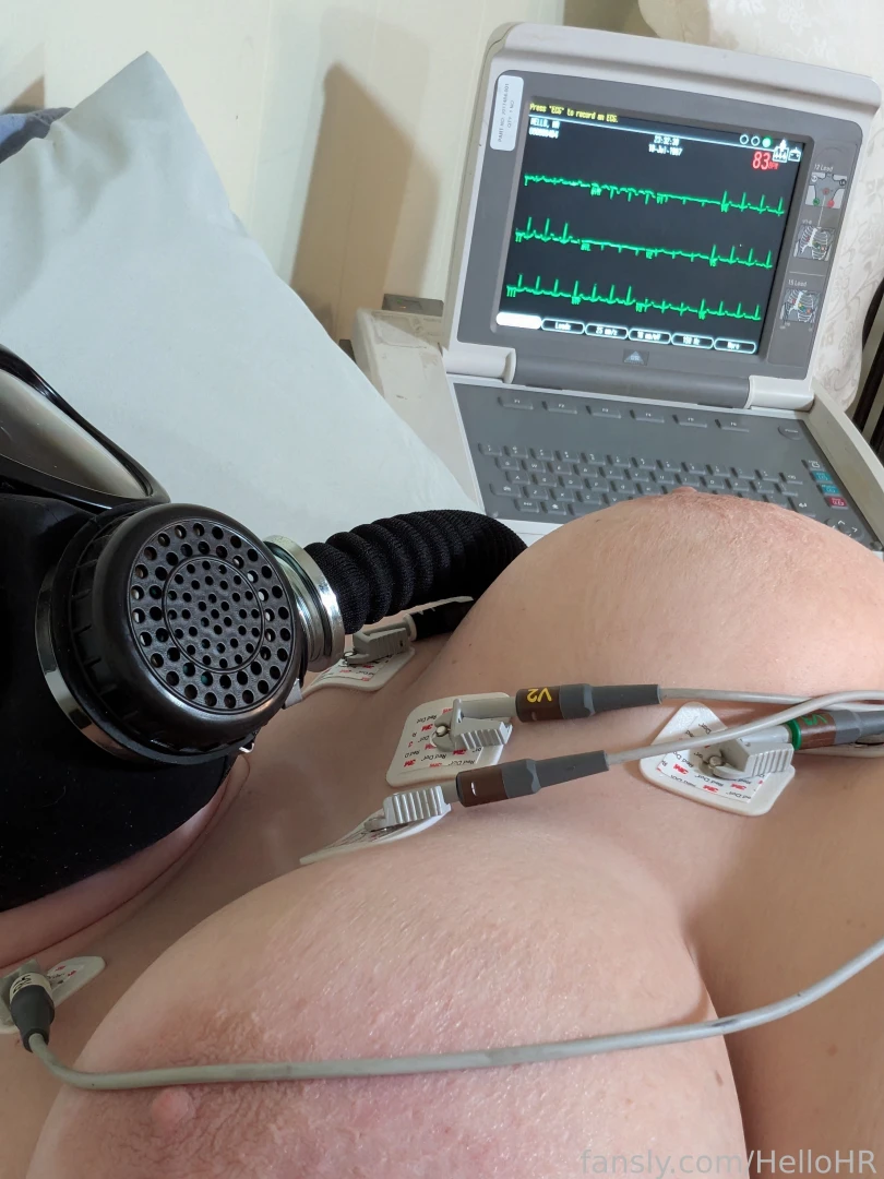 Wearing a gas mask while wired up to the ecg my heart was around 69 