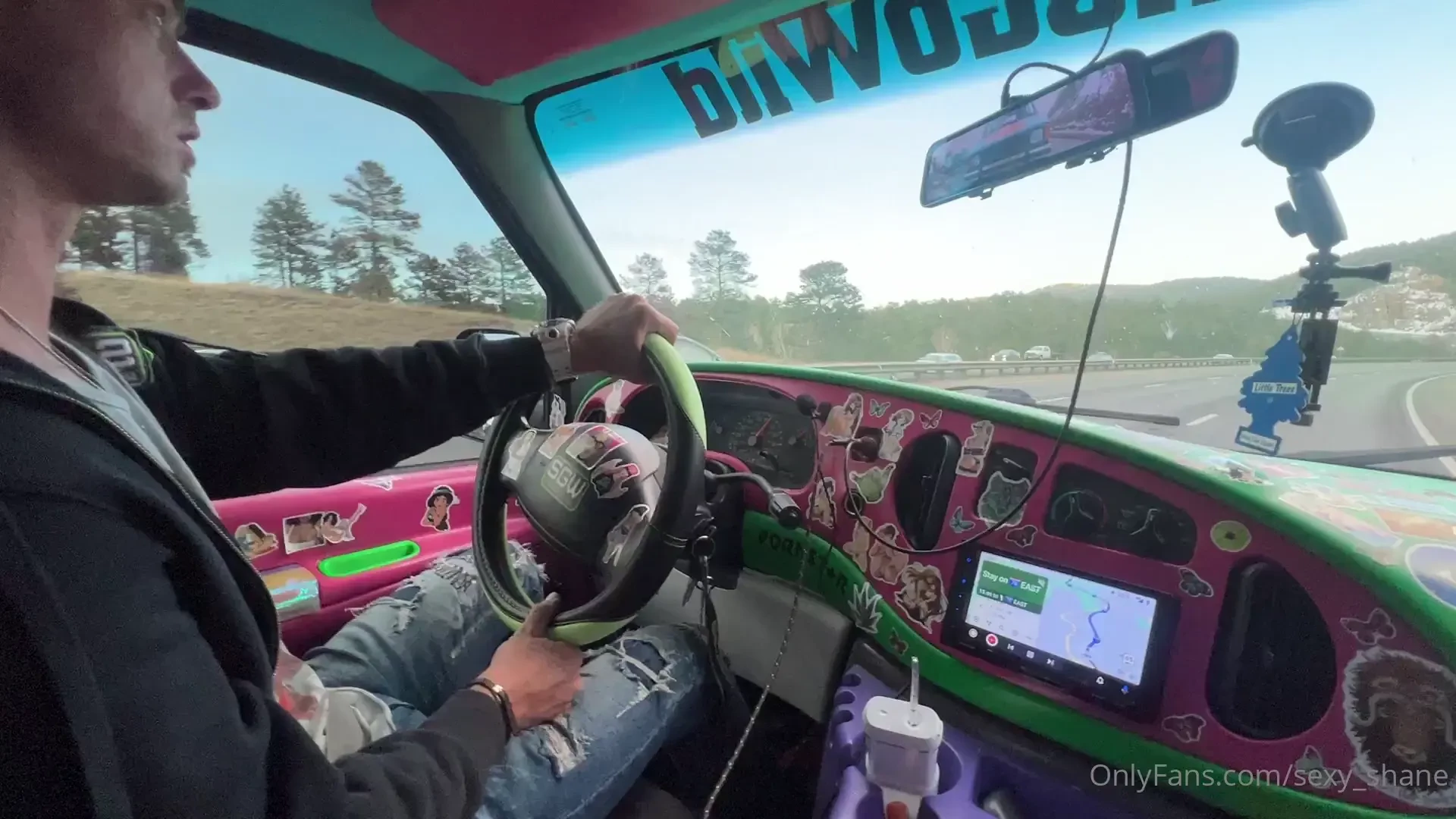 This is my driving look zoned out putting miles behind me 