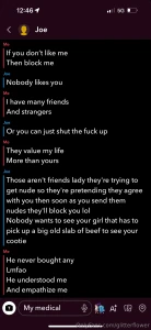 The harsssing amp stalking 24 7 just very vile both make fun of me amp part 4