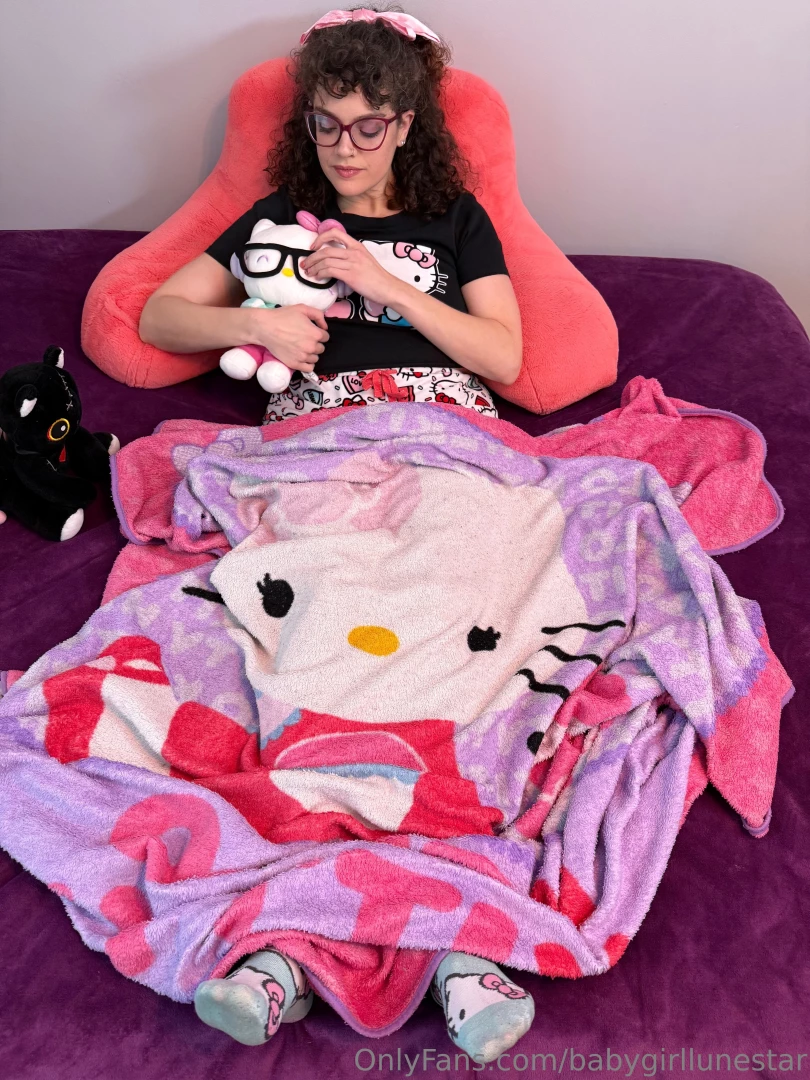 Happy national pajama day cozying up with hello kitty and thinking 