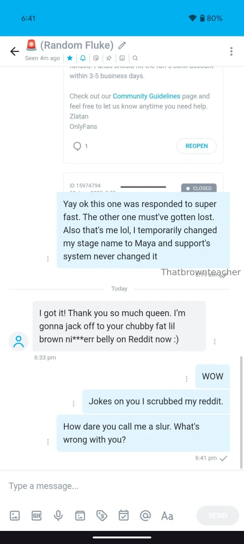 I never post screenshots on here since i care about privacy between me 